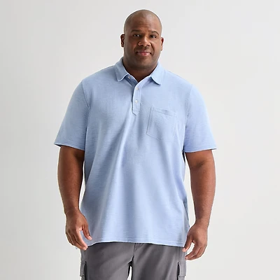 mutual weave Big and Tall Mens Regular Fit Elbow Sleeve Polo Shirt