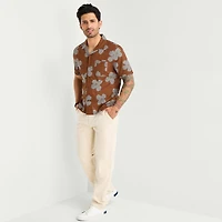 mutual weave Mens Short Sleeve Camp Shirt