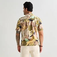 mutual weave Mens Short Sleeve Camp Shirt