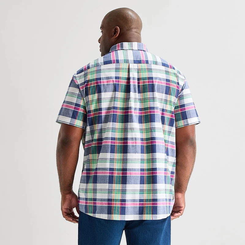 U.S. Polo Assn. Plaid Mens Short Sleeve Classic Fit Stretch Fabric Big and Tall Button-Down Shirt