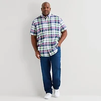 U.S. Polo Assn. Plaid Mens Short Sleeve Classic Fit Stretch Fabric Big and Tall Button-Down Shirt
