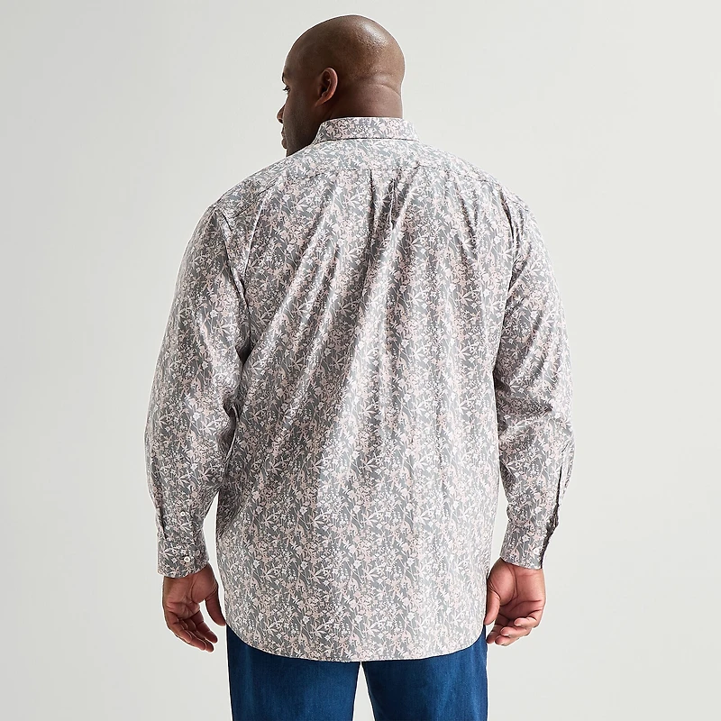 Stafford Mens Long Sleeve Regular Fit Big and Tall Button-Down Shirt