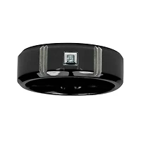 Mens Diamond-Accent 7mm Black Titanium Wedding Band