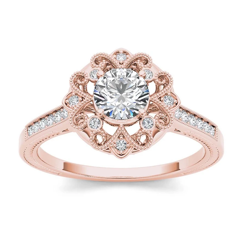 1/2 CT.T.W. Natural Diamond 14K Rose Gold Engagement Ring