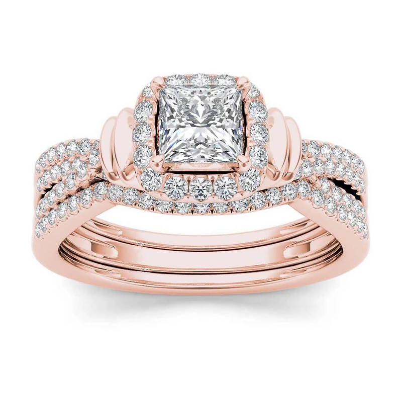 1 CT.T.W. Natural Diamond 14K Rose Gold Bridal Set