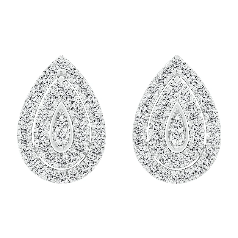 1/2 CT. T.W. Natural White Diamond 10K Gold 14.4mm Pear Stud Earrings