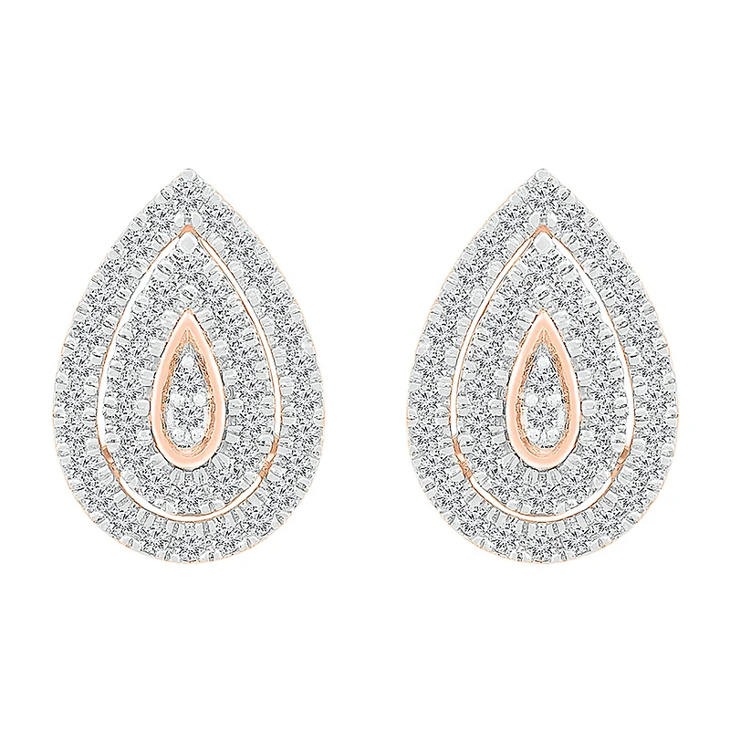1/2 CT. T.W. Natural White Diamond 10K Gold 14.4mm Pear Stud Earrings
