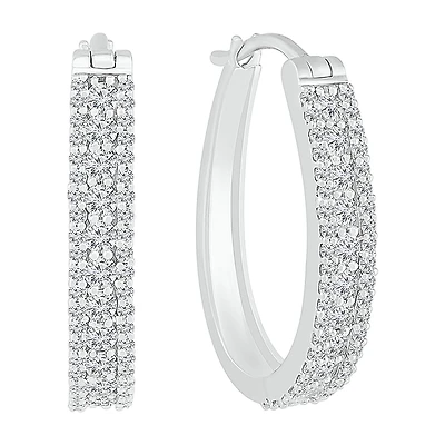 Womens 1 CT. T.W. Natural White Diamond 10K Gold 23.3mm Hoop Earrings