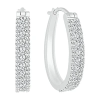 Womens 1 CT. T.W. Natural White Diamond 10K Gold 23.3mm Hoop Earrings