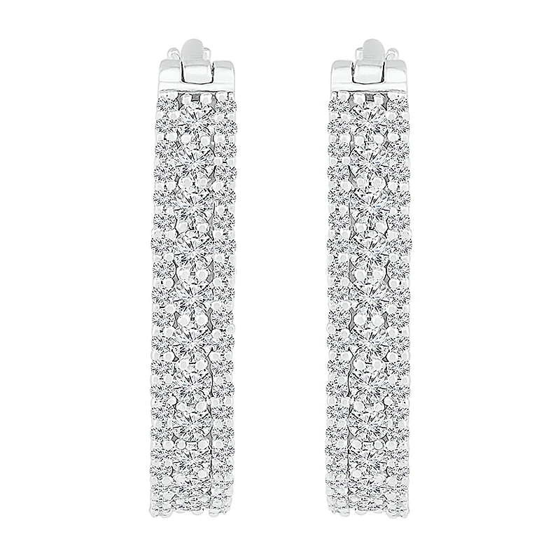 Womens 1 CT. T.W. Natural White Diamond 10K Gold 23.3mm Hoop Earrings