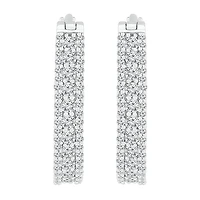 Womens 1 CT. T.W. Natural White Diamond 10K Gold 23.3mm Hoop Earrings