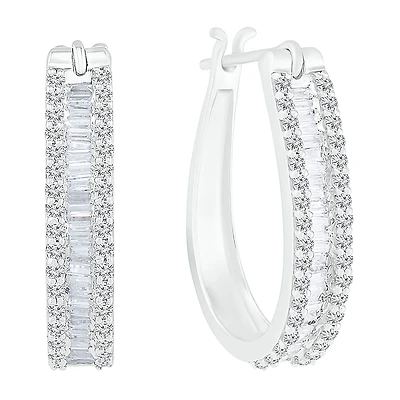 Womens 1 CT. T.W. Natural White Diamond 10K Gold 22.5mm Hoop Earrings