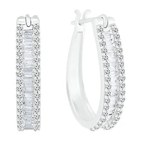 Womens 1 CT. T.W. Natural White Diamond 10K Gold 22.5mm Hoop Earrings