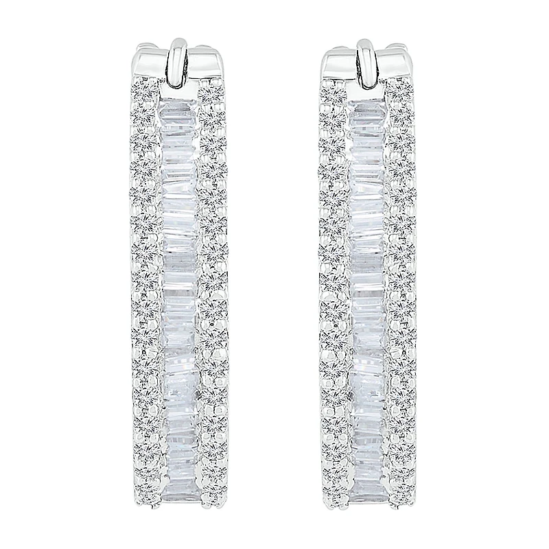 Womens 1 CT. T.W. Natural White Diamond 10K Gold 22.5mm Hoop Earrings