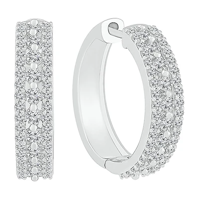 Womens 1 CT. T.W. Natural White Diamond 10K Gold 20mm Hoop Earrings