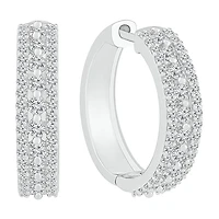 Womens 1 CT. T.W. Natural White Diamond 10K Gold 20mm Hoop Earrings