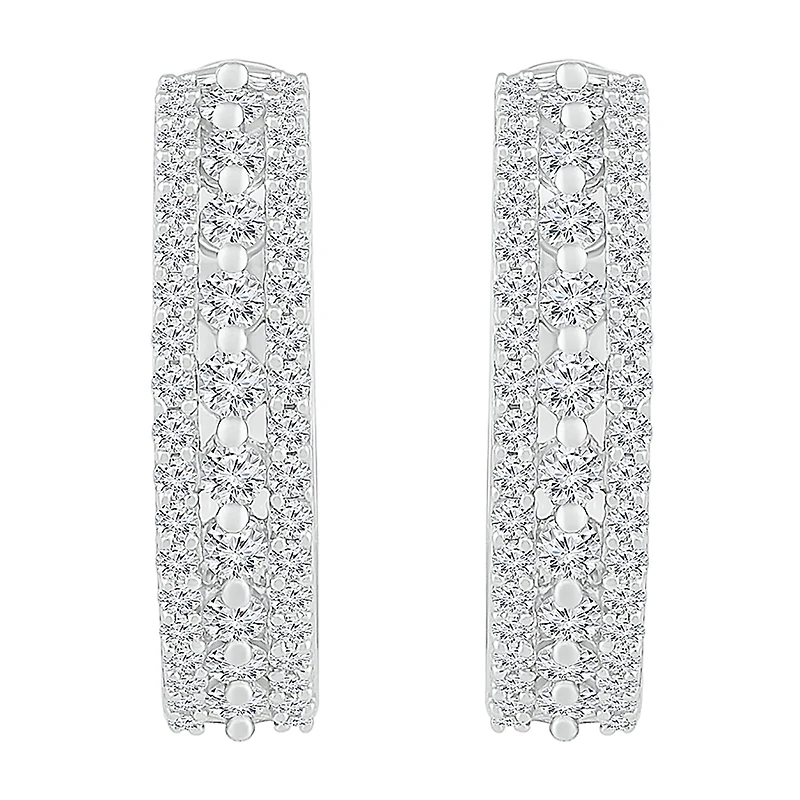 Womens 1 CT. T.W. Natural White Diamond 10K Gold 20mm Hoop Earrings