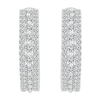 Womens 1 CT. T.W. Natural White Diamond 10K Gold 20mm Hoop Earrings