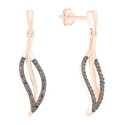 Womens 1/6 CT. T.W. Natural Champagne Diamond 10K Gold Drop Earrings