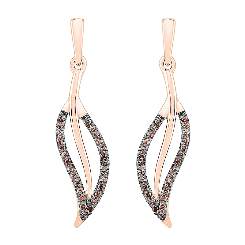 Womens 1/6 CT. T.W. Natural Champagne Diamond 10K Gold Drop Earrings