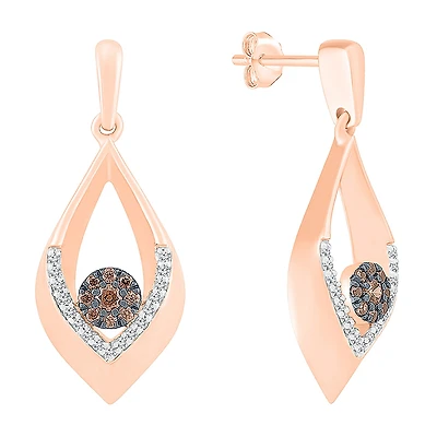 Womens 1/4 CT. T.W. Natural Champagne Diamond 10K Gold Pear Drop Earrings
