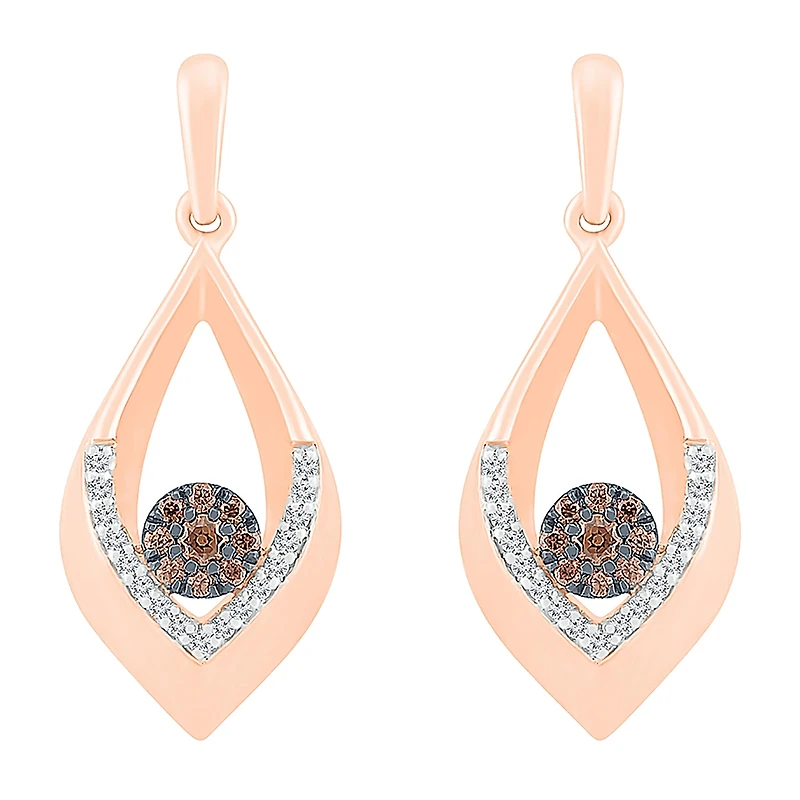 Womens 1/4 CT. T.W. Natural Champagne Diamond 10K Gold Pear Drop Earrings