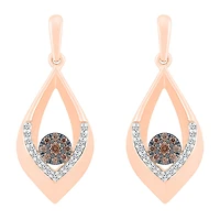 Womens 1/4 CT. T.W. Natural Champagne Diamond 10K Gold Pear Drop Earrings