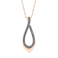 Womens 1/8 CT. T.W. Natural Champagne Diamond 10K Gold Pear 18 Inch Pendant Necklace