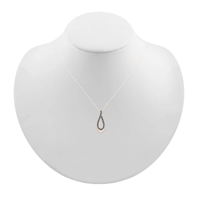 Womens 1/8 CT. T.W. Natural Champagne Diamond 10K Gold Pear 18 Inch Pendant Necklace