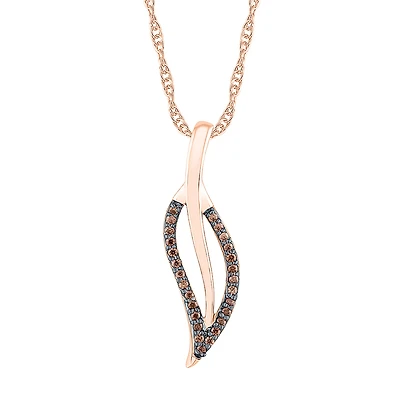 Womens 1/10 CT. T.W. Natural Champagne Diamond 10K Gold 18 Inch Pendant Necklace