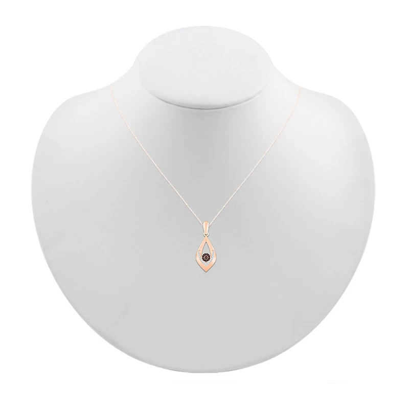 Womens 1/5 CT. Natural Champagne Diamond 10K Gold Pear 18 Inch Pendant Necklace