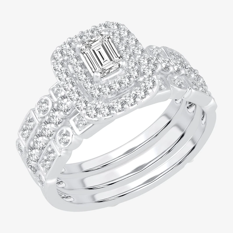 Womens 1 CT. T.W. Natural White Diamond 14K Gold Bridal Set