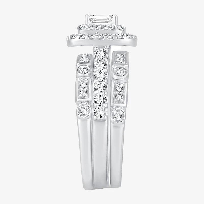 Womens 1 CT. T.W. Natural White Diamond 14K Gold Bridal Set