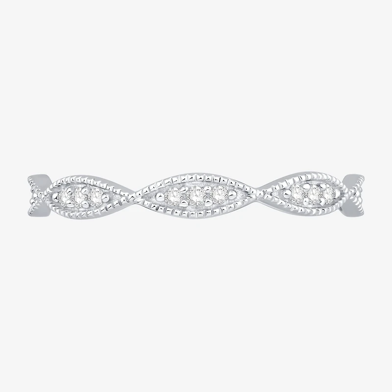Womens 1/10 CT. T.W. Natural White Diamond 10K Gold Wedding Band