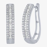 Womens 1/2 CT. T.W. Natural White Diamond 10K Gold 18.6mm Hoop Earrings