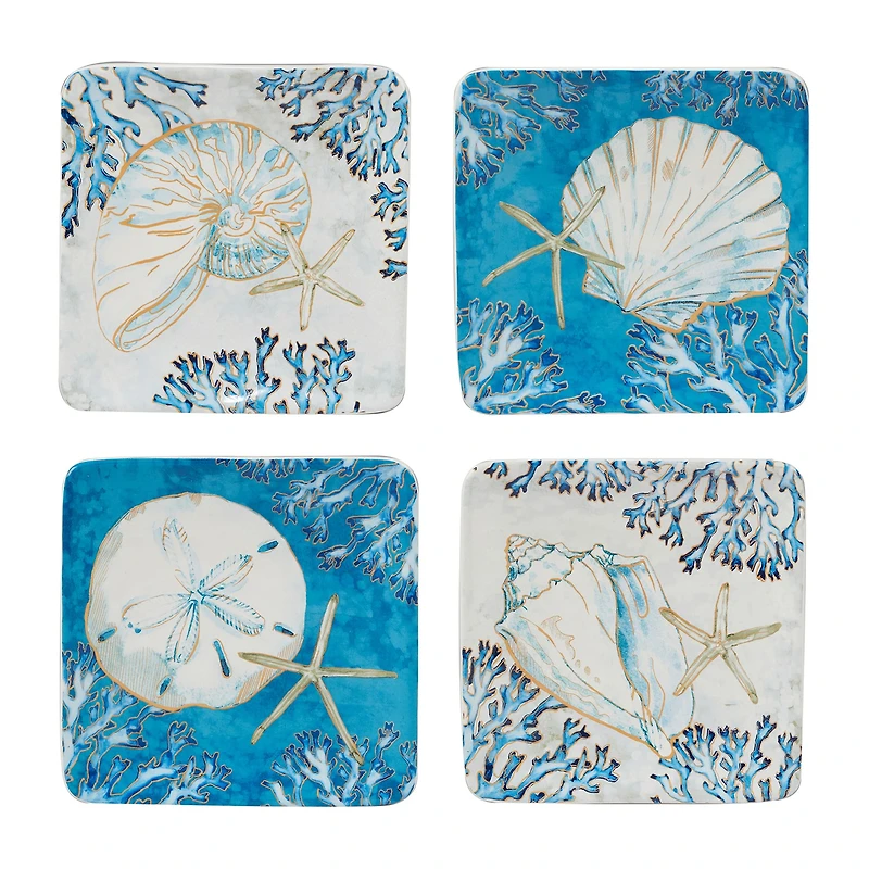 Certified International Playa Shells 4pc. Earthenware Appetizer Plate