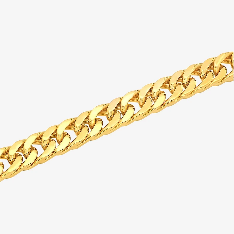 Mens Stainless Steel 9 Inch Solid Curb Chain Bracelet