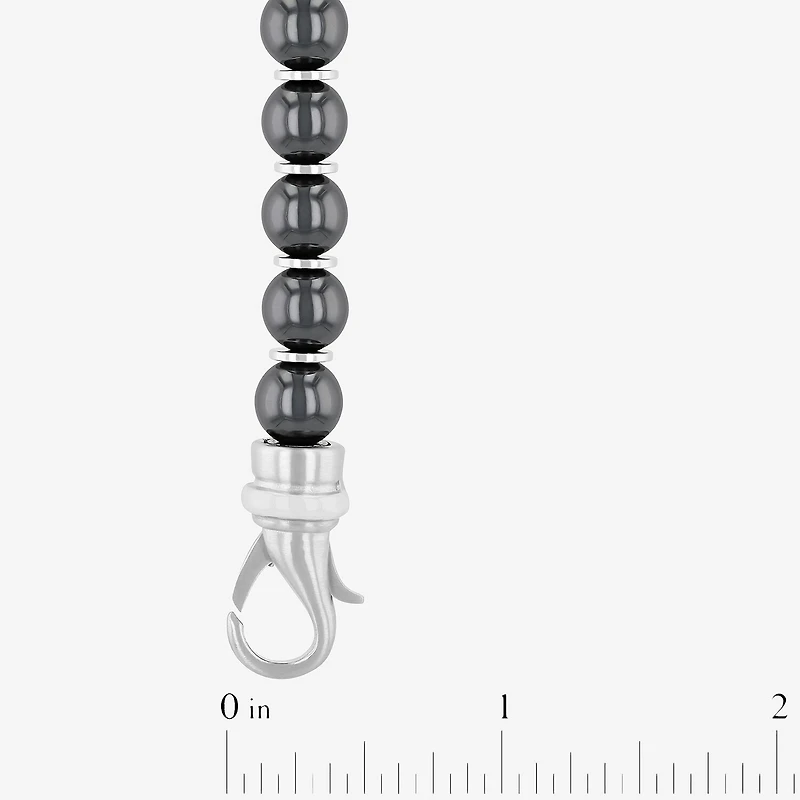 Mens Gray Hematite 20 Inch Beaded Necklace