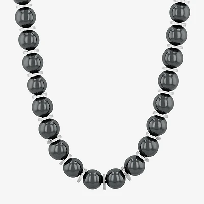 Mens Gray Hematite 20 Inch Beaded Necklace