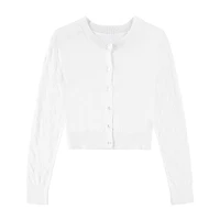Byer California Girls Round Neck Long Sleeve Button Cardigan
