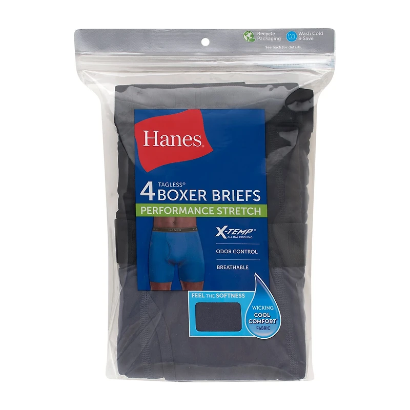 Hanes Performance Stretch Mens 4 Pack Boxer Briefs Jpsjv4