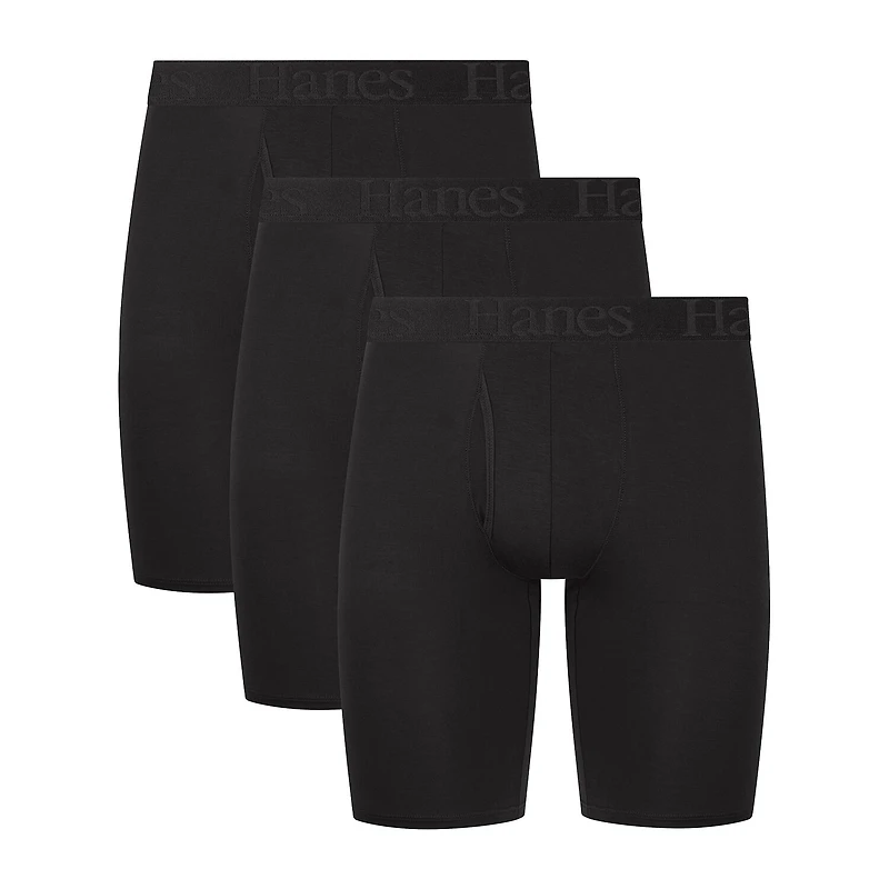Hanes Originals Ultimate Supersoft Mens 3 Pack Long Leg Boxer Briefs Uo2ll3