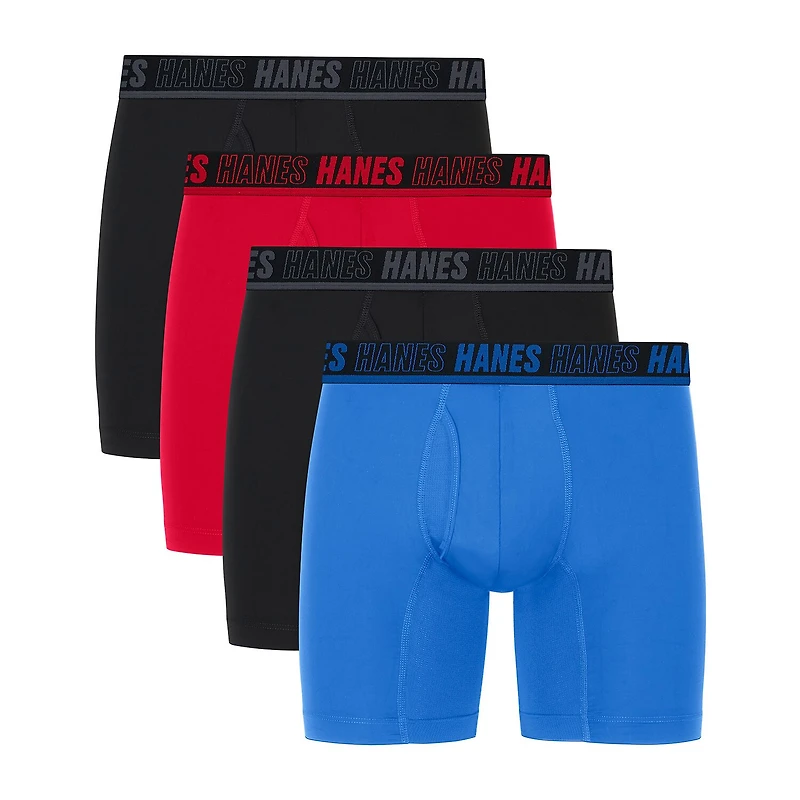 Hanes Moves X-Temp Performance Mens 4 Pack Boxer Briefs Um2bd4