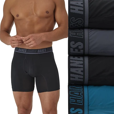 Hanes Moves X-Temp Performance Mens 4 Pack Boxer Briefs Um2bd4