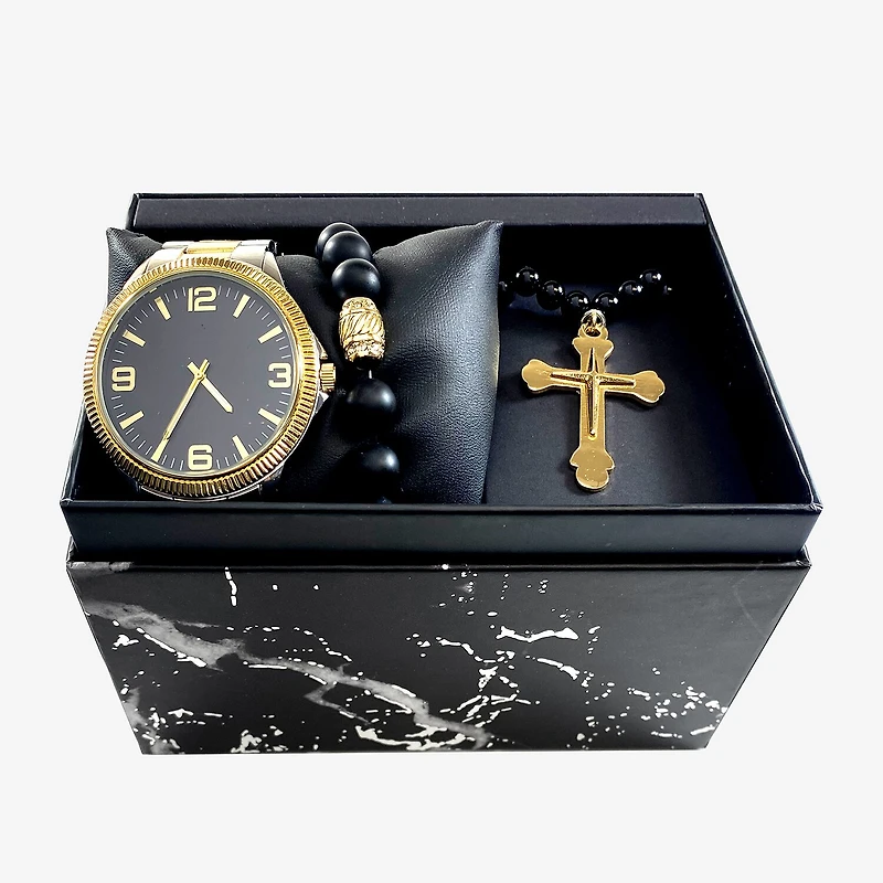Mens Two Tone 3-pc. Watch Boxed Set Mac7144jc