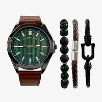 U.S. Polo Assn. Mens Brown 4-pc. Watch Boxed Set Usc20293jc