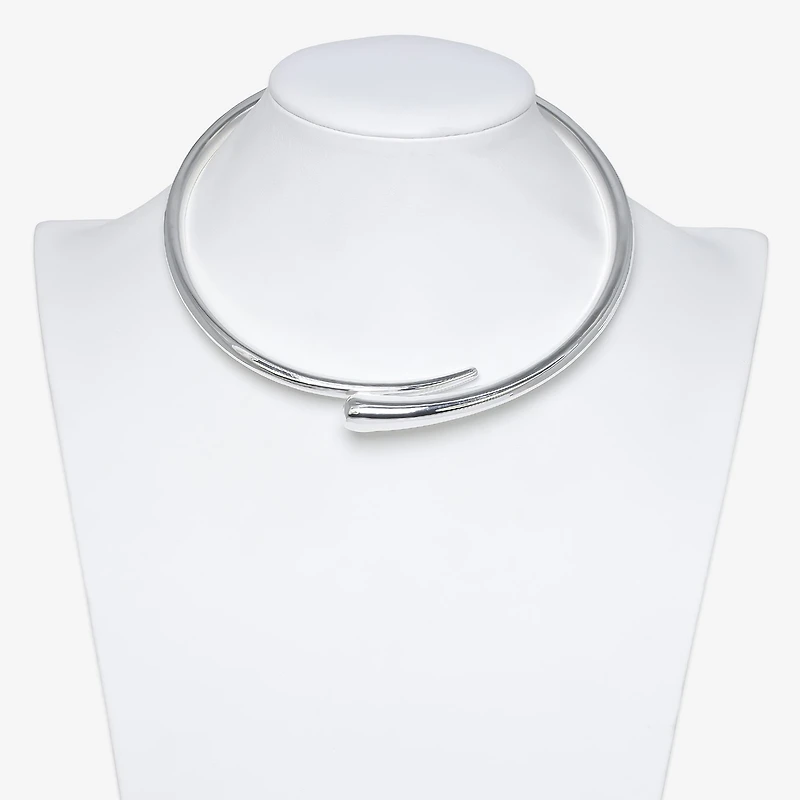Bold Elements Silver Tone Womens 10 Inch Collar Necklace