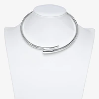 Bold Elements Silver Tone Womens 10 Inch Collar Necklace