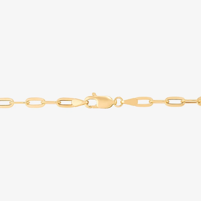 Made in Italy Womens 10K Gold 7 Inch Hollow Paperclip Chain Bracelet