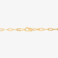 Made in Italy Womens 10K Gold 7 Inch Hollow Paperclip Chain Bracelet